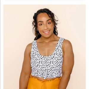 Long-lined Bikini White Animal Print